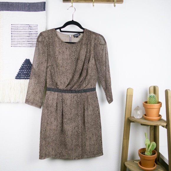 TOPSHOP - Brown Python Drapery Dress - Picture 2 of 8